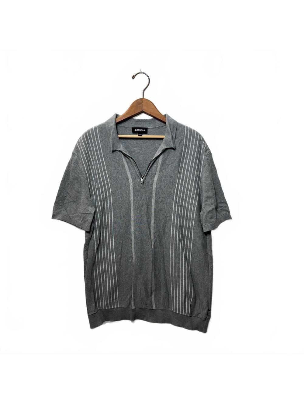 Express Quarter Zip Knit Polo Gray Men's L